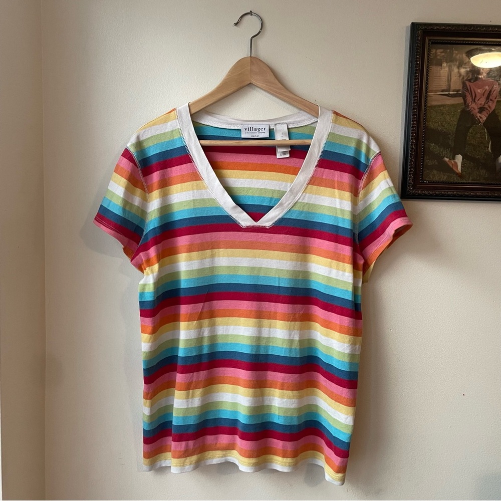 liz claiborne L/XL 90s y2k vintage relaxed tshirt casual rainbow aesthetic